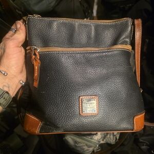 Dooney & Bourke Black and Brown Leather Crossbody Bag